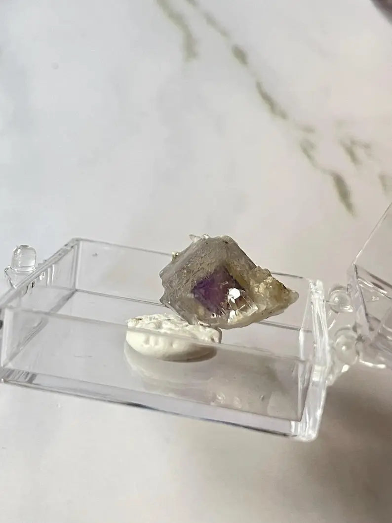 Porcelain Fluorite on Needle Quartz - Yaogangxian, China view 9